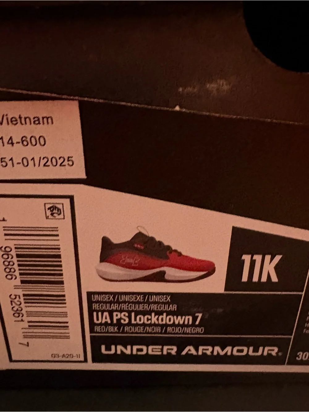 Under Armour UA Lockdown 7 Youth little Kid Basketball Shoe Black Red 11 12 13